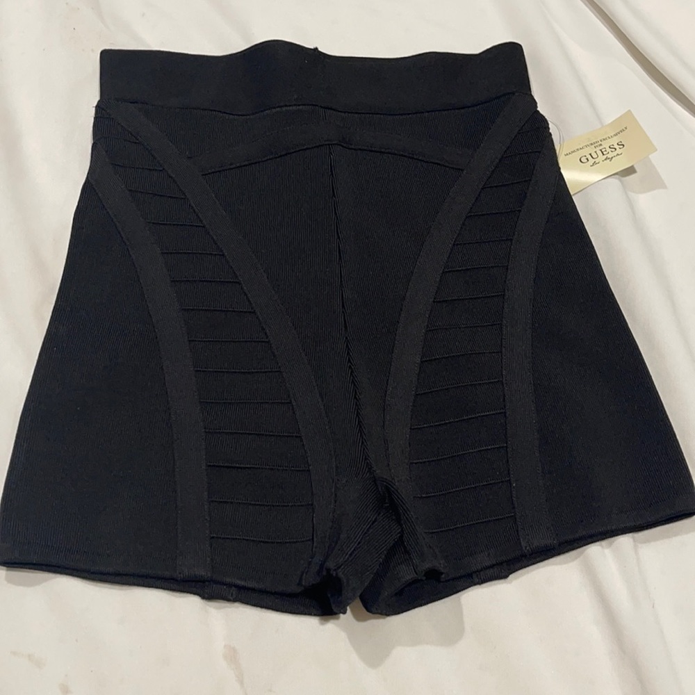 New Guess Bandage High Rise Stretch Shorts Black S